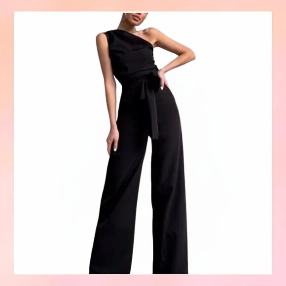 Pants - ✨ Chic & Elegant One-Shoulder Black Jumpsuit ✨